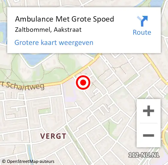 Locatie op kaart van de 112 melding: Ambulance Met Grote Spoed Naar Zaltbommel, Aakstraat op 13 januari 2022 13:34