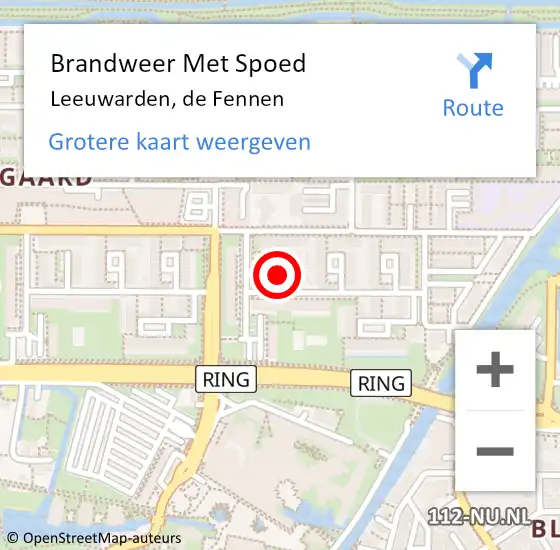 Locatie op kaart van de 112 melding: Brandweer Met Spoed Naar Leeuwarden, de Fennen op 13 januari 2022 13:51