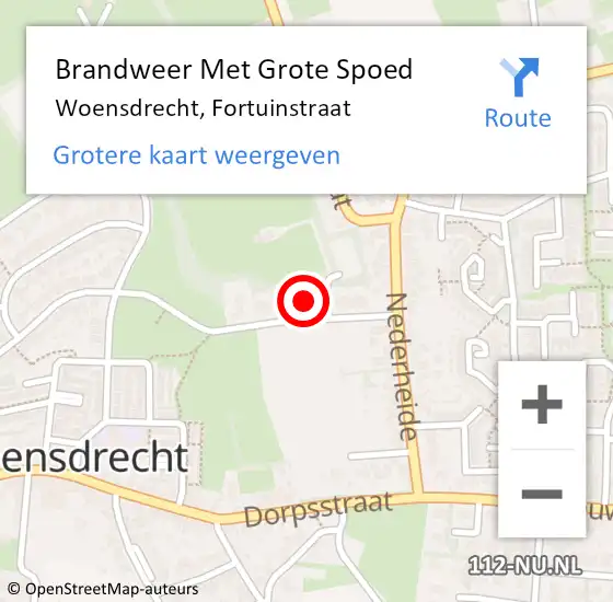 Locatie op kaart van de 112 melding: Brandweer Met Grote Spoed Naar Woensdrecht, Fortuinstraat op 13 januari 2022 18:35