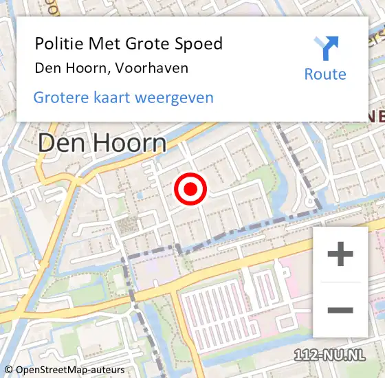 Locatie op kaart van de 112 melding: Politie Met Grote Spoed Naar Den Hoorn, Voorhaven op 13 januari 2022 18:57
