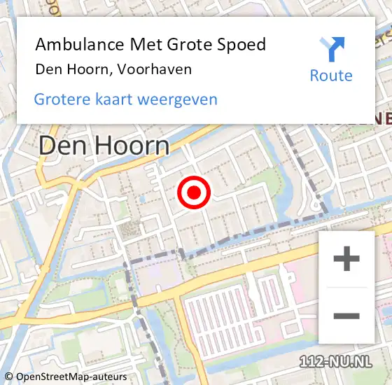 Locatie op kaart van de 112 melding: Ambulance Met Grote Spoed Naar Den Hoorn, Voorhaven op 13 januari 2022 18:57