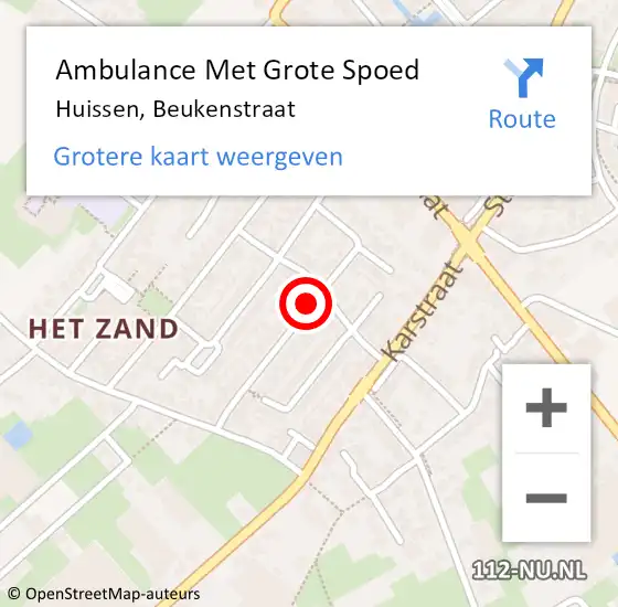 Locatie op kaart van de 112 melding: Ambulance Met Grote Spoed Naar Huissen, Beukenstraat op 13 januari 2022 23:44