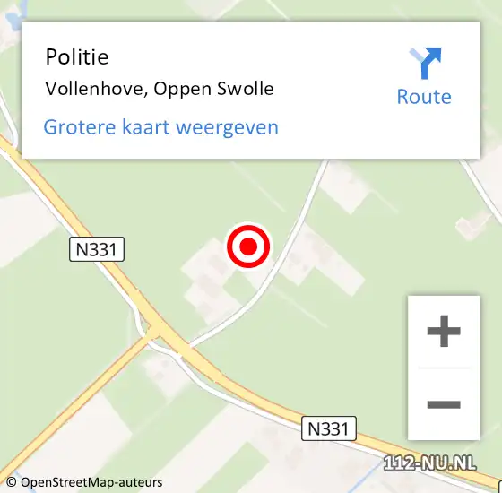 Locatie op kaart van de 112 melding: Politie Vollenhove, Oppen Swolle op 14 januari 2022 07:17