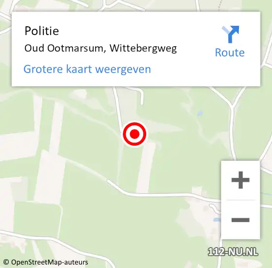 Locatie op kaart van de 112 melding: Politie Oud Ootmarsum, Wittebergweg op 14 januari 2022 11:49