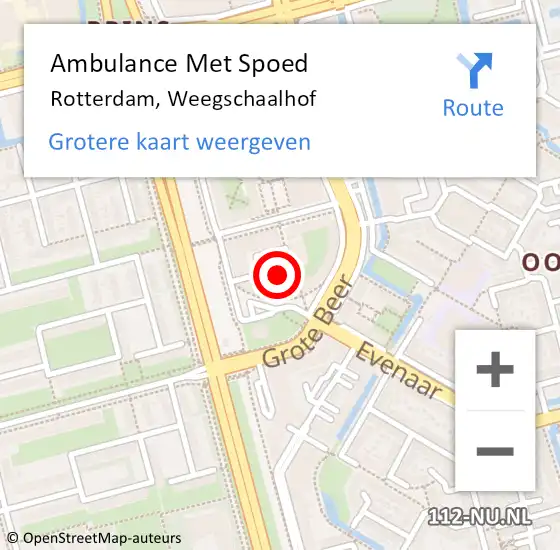 Locatie op kaart van de 112 melding: Ambulance Met Spoed Naar Rotterdam, Weegschaalhof op 14 januari 2022 12:44