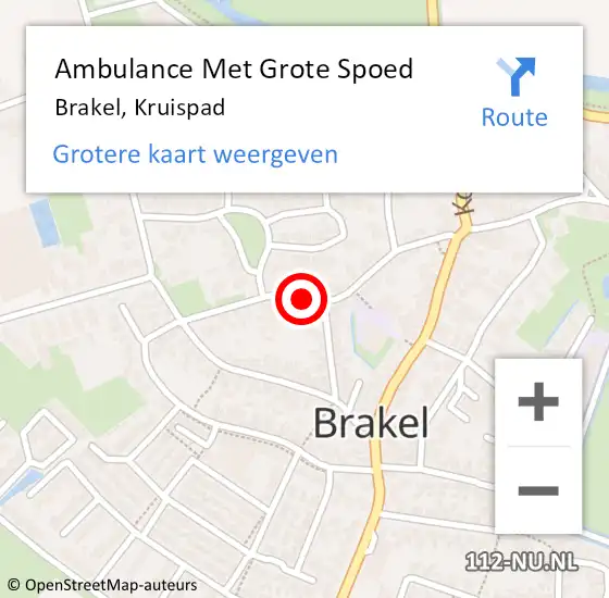 Locatie op kaart van de 112 melding: Ambulance Met Grote Spoed Naar Brakel, Kruispad op 14 januari 2022 13:27
