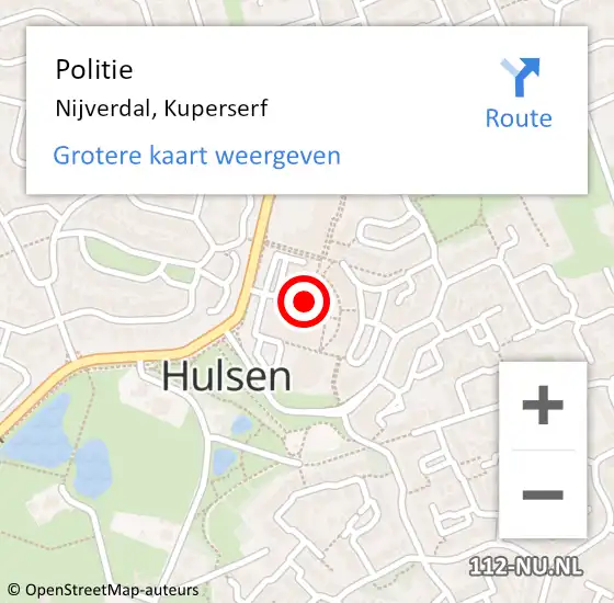 Locatie op kaart van de 112 melding: Politie Nijverdal, Kuperserf op 14 januari 2022 17:17