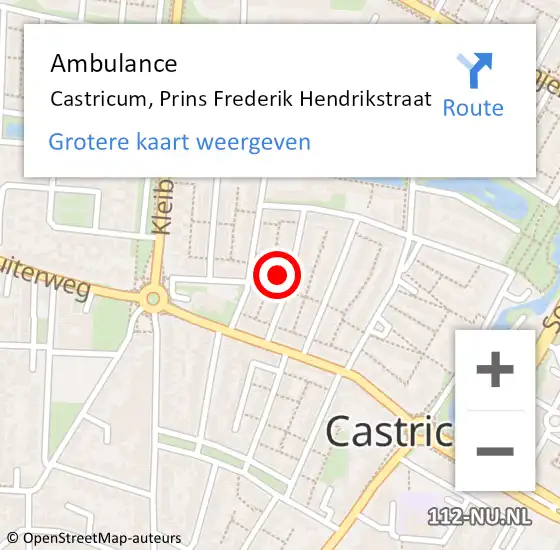 Locatie op kaart van de 112 melding: Ambulance Castricum, Prins Frederik Hendrikstraat op 14 januari 2022 17:26