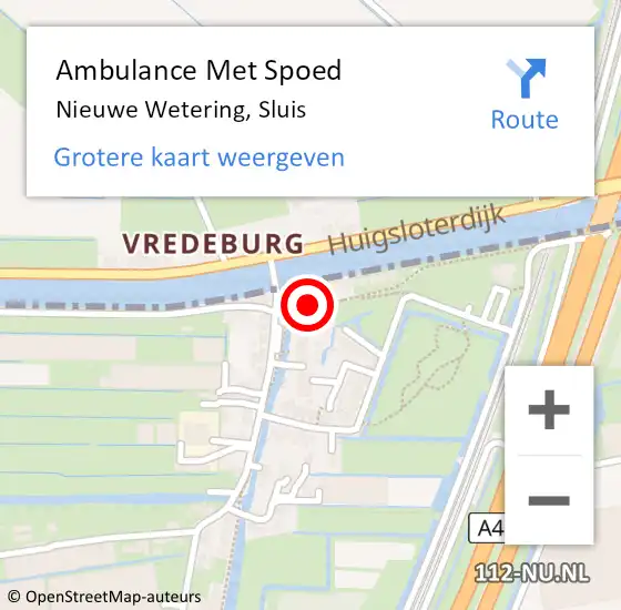 Locatie op kaart van de 112 melding: Ambulance Met Spoed Naar Nieuwe Wetering, Sluis op 14 januari 2022 20:55