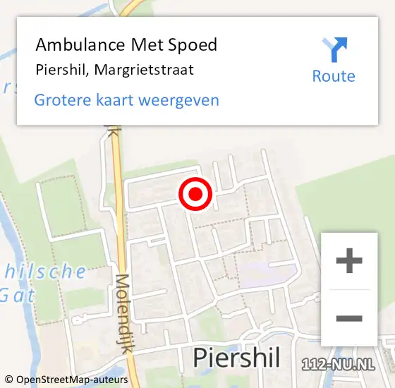 Locatie op kaart van de 112 melding: Ambulance Met Spoed Naar Piershil, Margrietstraat op 15 januari 2022 01:13