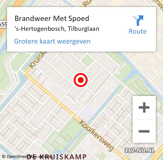 Locatie op kaart van de 112 melding: Brandweer Met Spoed Naar 's-Hertogenbosch, Tilburglaan op 15 januari 2022 03:02