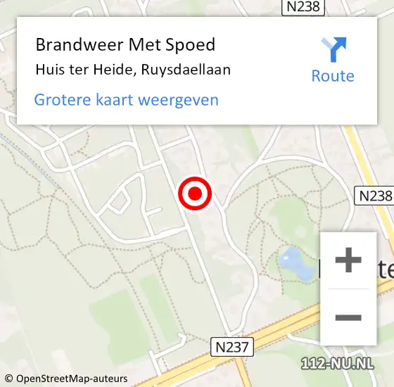 Locatie op kaart van de 112 melding: Brandweer Met Spoed Naar Huis ter Heide, Ruysdaellaan op 15 januari 2022 07:08