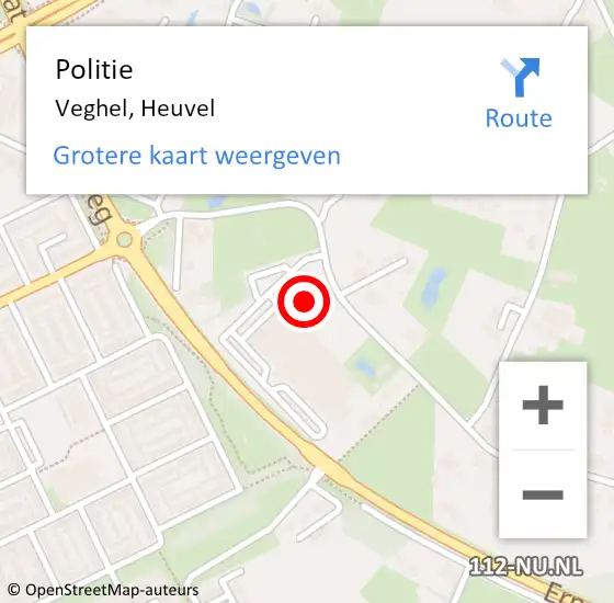 Locatie op kaart van de 112 melding: Politie Veghel, Heuvel op 15 januari 2022 10:43