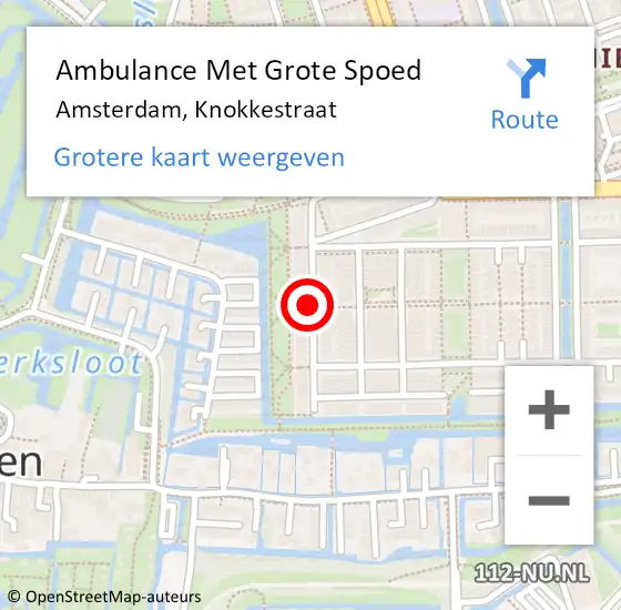Locatie op kaart van de 112 melding: Ambulance Met Grote Spoed Naar Amsterdam, Knokkestraat op 15 januari 2022 22:09