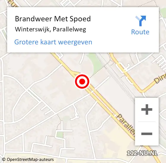 Locatie op kaart van de 112 melding: Brandweer Met Spoed Naar Winterswijk, Parallelweg op 15 januari 2022 23:31