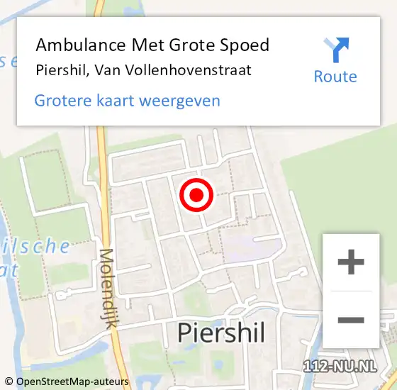 Locatie op kaart van de 112 melding: Ambulance Met Grote Spoed Naar Piershil, Van Vollenhovenstraat op 16 januari 2022 00:27