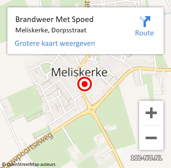 Locatie op kaart van de 112 melding: Brandweer Met Spoed Naar Meliskerke, Dorpsstraat op 16 januari 2022 00:52