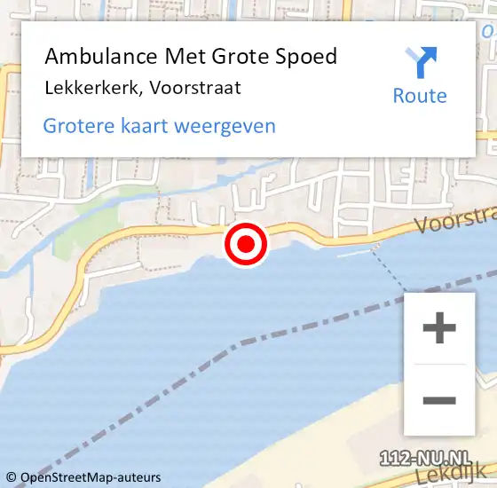 Locatie op kaart van de 112 melding: Ambulance Met Grote Spoed Naar Lekkerkerk, Voorstraat op 16 januari 2022 02:37