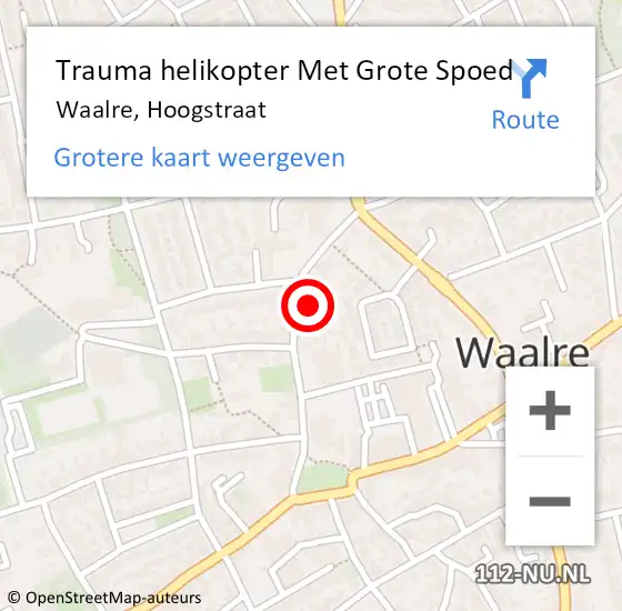 Locatie op kaart van de 112 melding: Trauma helikopter Met Grote Spoed Naar Waalre, Hoogstraat op 16 januari 2022 03:08