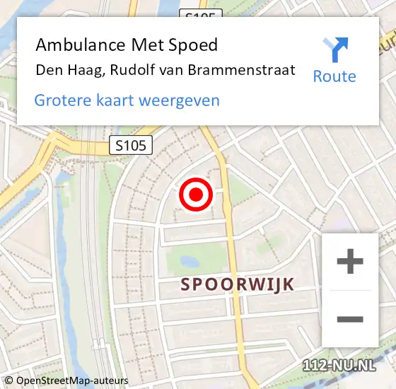 Locatie op kaart van de 112 melding: Ambulance Met Spoed Naar Den Haag, Rudolf van Brammenstraat op 16 januari 2022 03:45