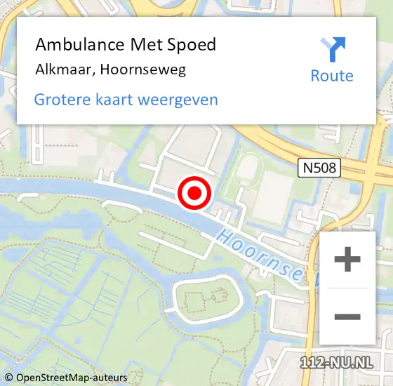Locatie op kaart van de 112 melding: Ambulance Met Spoed Naar Alkmaar, Hoornseweg op 16 januari 2022 04:13