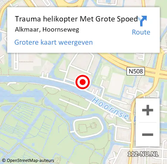 Locatie op kaart van de 112 melding: Trauma helikopter Met Grote Spoed Naar Alkmaar, Hoornseweg op 16 januari 2022 04:16