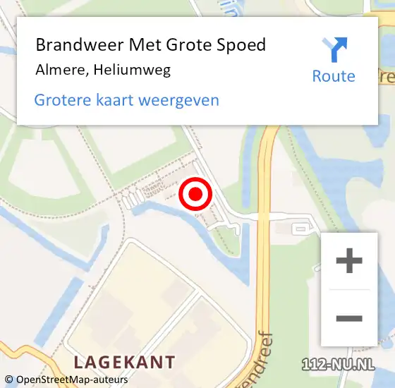Locatie op kaart van de 112 melding: Brandweer Met Grote Spoed Naar Almere, Heliumweg op 5 juli 2014 12:35