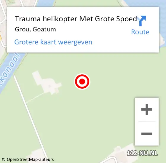 Locatie op kaart van de 112 melding: Trauma helikopter Met Grote Spoed Naar Grou, Goatum op 16 januari 2022 09:19