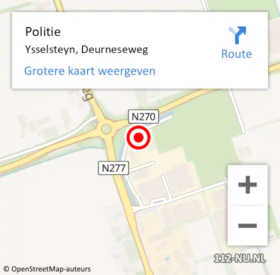 Locatie op kaart van de 112 melding: Politie Ysselsteyn, Deurneseweg op 16 januari 2022 12:07