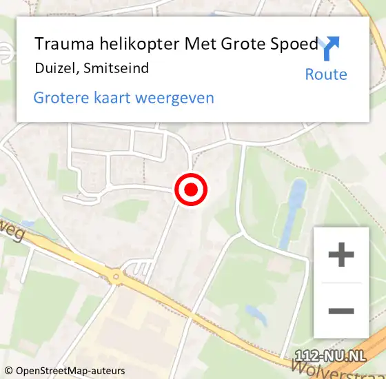Locatie op kaart van de 112 melding: Trauma helikopter Met Grote Spoed Naar Duizel, Smitseind op 16 januari 2022 12:37