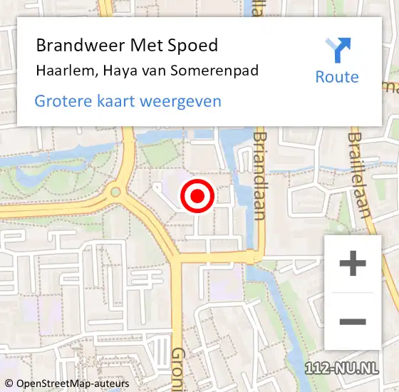 Locatie op kaart van de 112 melding: Brandweer Met Spoed Naar Haarlem, Haya van Somerenpad op 16 januari 2022 22:05
