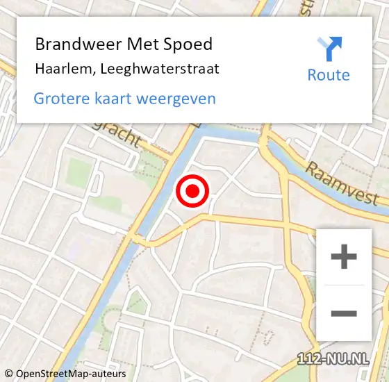 Locatie op kaart van de 112 melding: Brandweer Met Spoed Naar Haarlem, Leeghwaterstraat op 16 januari 2022 22:45