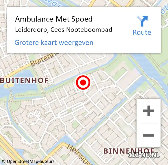 Locatie op kaart van de 112 melding: Ambulance Met Spoed Naar Leiderdorp, Cees Nooteboompad op 16 januari 2022 23:40