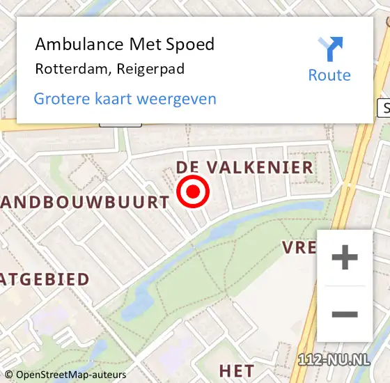 Locatie op kaart van de 112 melding: Ambulance Met Spoed Naar Rotterdam, Reigerpad op 17 januari 2022 01:04