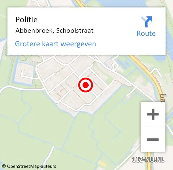 Locatie op kaart van de 112 melding: Politie Abbenbroek, Schoolstraat op 17 januari 2022 09:34