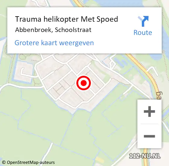 Locatie op kaart van de 112 melding: Trauma helikopter Met Spoed Naar Abbenbroek, Schoolstraat op 17 januari 2022 09:36