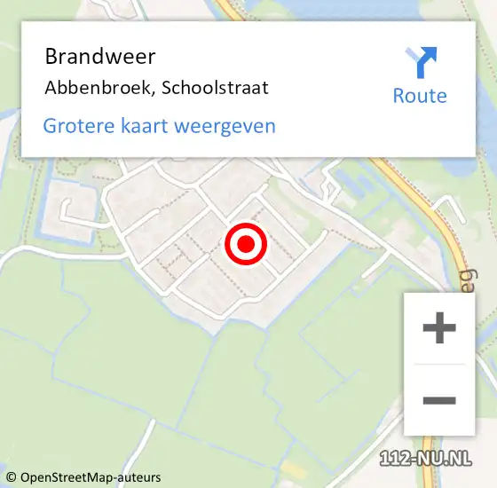 Locatie op kaart van de 112 melding: Brandweer Abbenbroek, Schoolstraat op 17 januari 2022 10:20