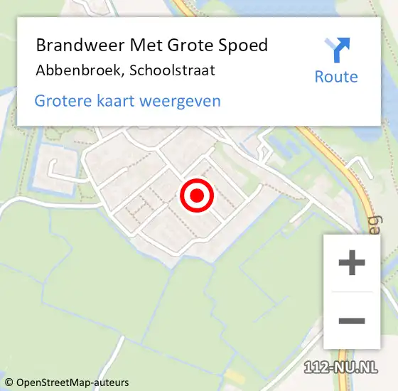 Locatie op kaart van de 112 melding: Brandweer Met Grote Spoed Naar Abbenbroek, Schoolstraat op 17 januari 2022 10:59