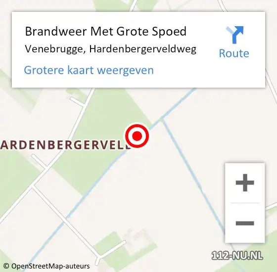 Locatie op kaart van de 112 melding: Brandweer Met Grote Spoed Naar Venebrugge, Hardenbergerveldweg op 17 januari 2022 13:09