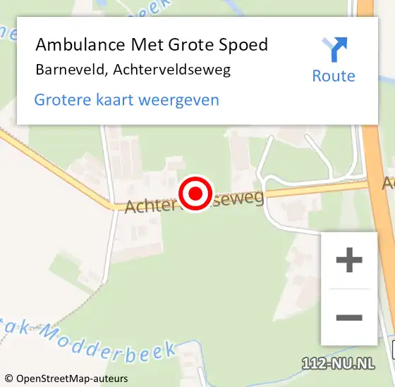 Locatie op kaart van de 112 melding: Ambulance Met Grote Spoed Naar Barneveld, Achterveldseweg op 17 januari 2022 14:14