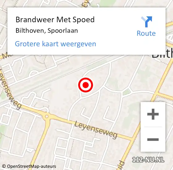 Locatie op kaart van de 112 melding: Brandweer Met Spoed Naar Bilthoven, Spoorlaan op 17 januari 2022 14:48