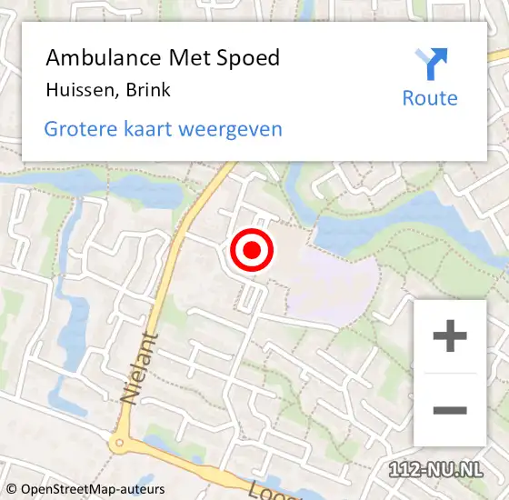 Locatie op kaart van de 112 melding: Ambulance Met Spoed Naar Huissen, Brink op 17 januari 2022 15:11