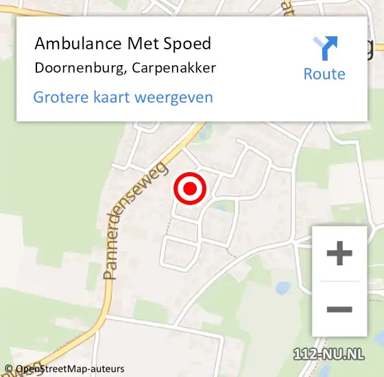 Locatie op kaart van de 112 melding: Ambulance Met Spoed Naar Doornenburg, Carpenakker op 17 januari 2022 17:59