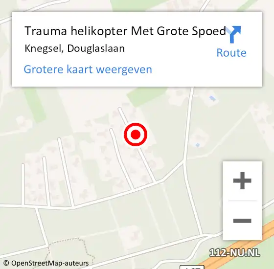 Locatie op kaart van de 112 melding: Trauma helikopter Met Grote Spoed Naar Knegsel, Douglaslaan op 17 januari 2022 18:08