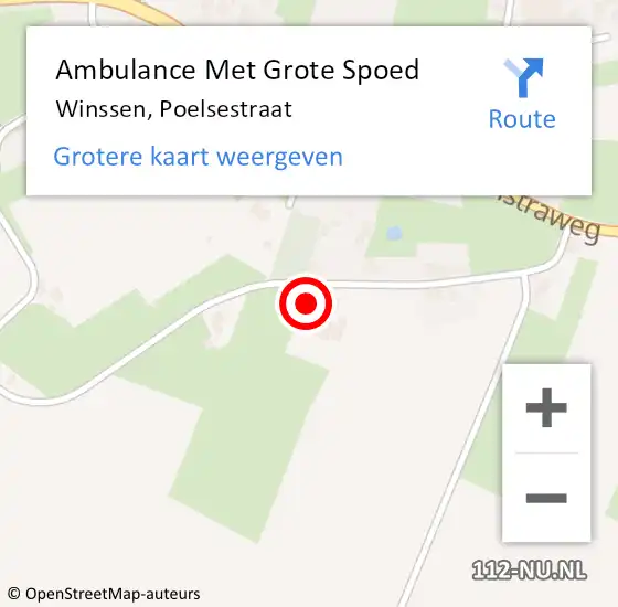 Locatie op kaart van de 112 melding: Ambulance Met Grote Spoed Naar Winssen, Poelsestraat op 17 januari 2022 18:23
