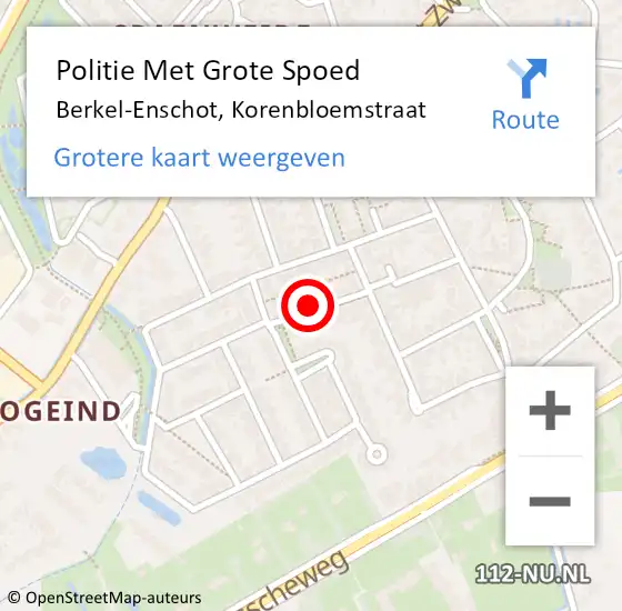 Locatie op kaart van de 112 melding: Politie Met Grote Spoed Naar Berkel-Enschot, Korenbloemstraat op 17 januari 2022 20:05