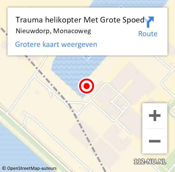 Locatie op kaart van de 112 melding: Trauma helikopter Met Grote Spoed Naar Nieuwdorp, Monacoweg op 17 januari 2022 21:10