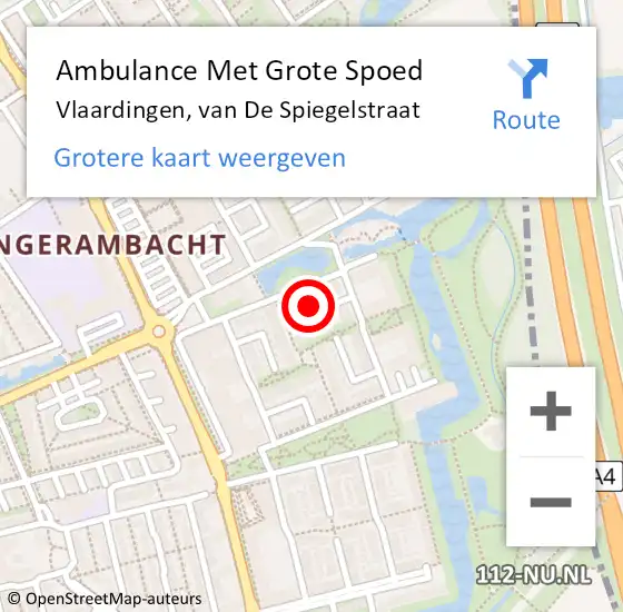 Locatie op kaart van de 112 melding: Ambulance Met Grote Spoed Naar Vlaardingen, van De Spiegelstraat op 17 januari 2022 22:35