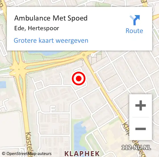 Locatie op kaart van de 112 melding: Ambulance Met Spoed Naar Ede, Hertespoor op 18 januari 2022 09:51