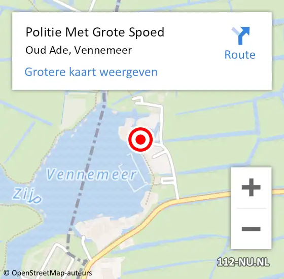 Locatie op kaart van de 112 melding: Politie Met Grote Spoed Naar Oud Ade, Vennemeer op 18 januari 2022 10:31